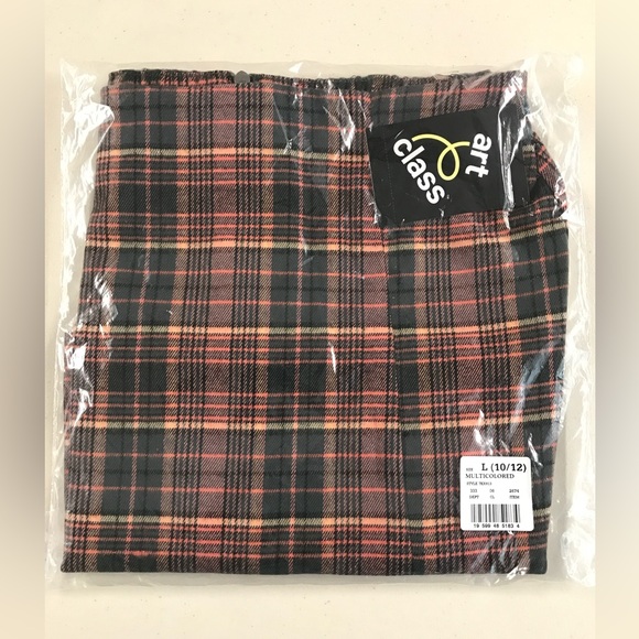 Girls' Plaid Notch-Front Skirt - Art Class Coral Plaid - Size L - Picture 5 of 5